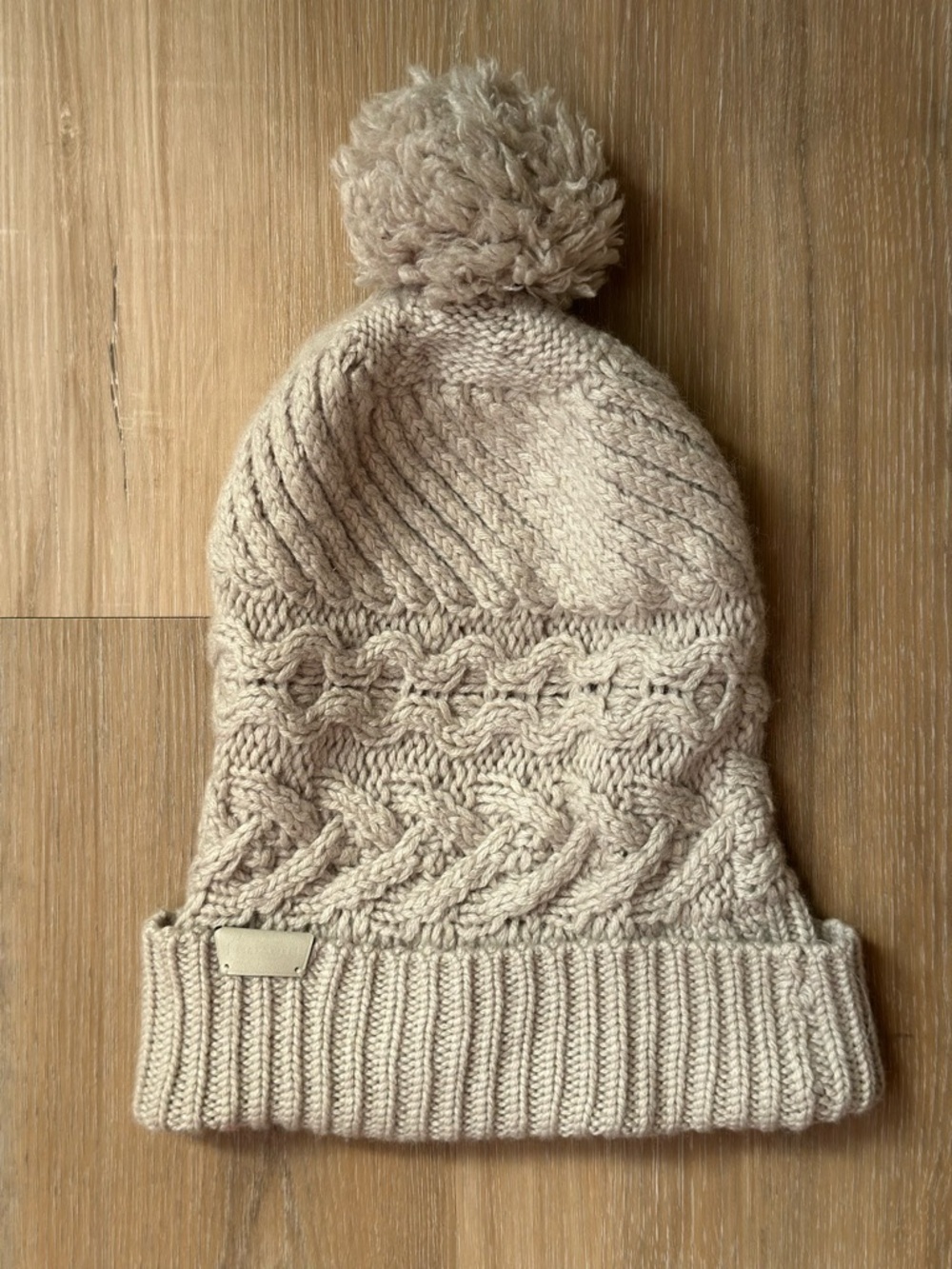 Coach Hand-Knitted Textured Wool/Cashmere Blend Pom Bean